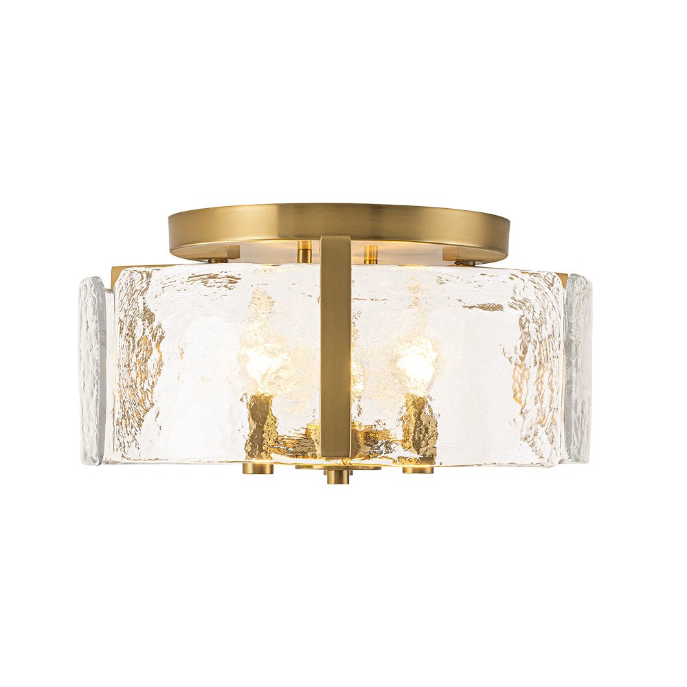 Okrągła szklana lampa sufitowa mosiężna 3xE14 - Image 4