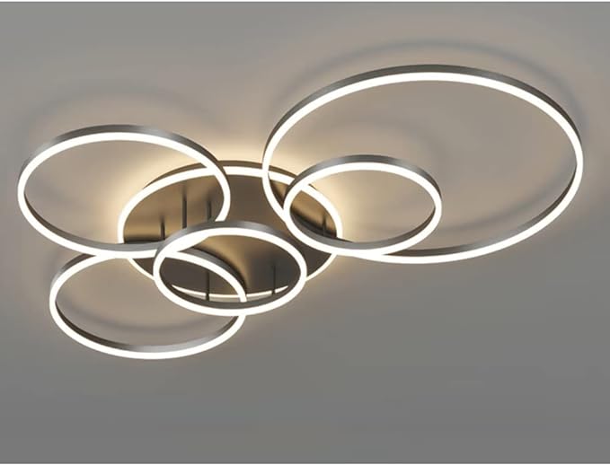 Lampa sufitowa LED z pierścieniami – ściemniana, z pilotem, do salonu i dużych wnętrz - Image 3
